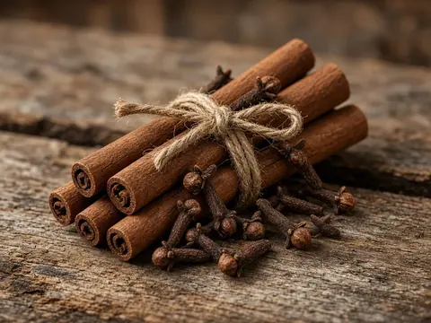 Cloves and cinnamon sticks together