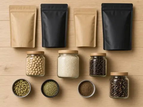 Different pouch and jar packing formats for dry foods