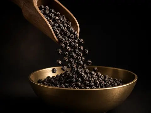 Whole black peppercorns