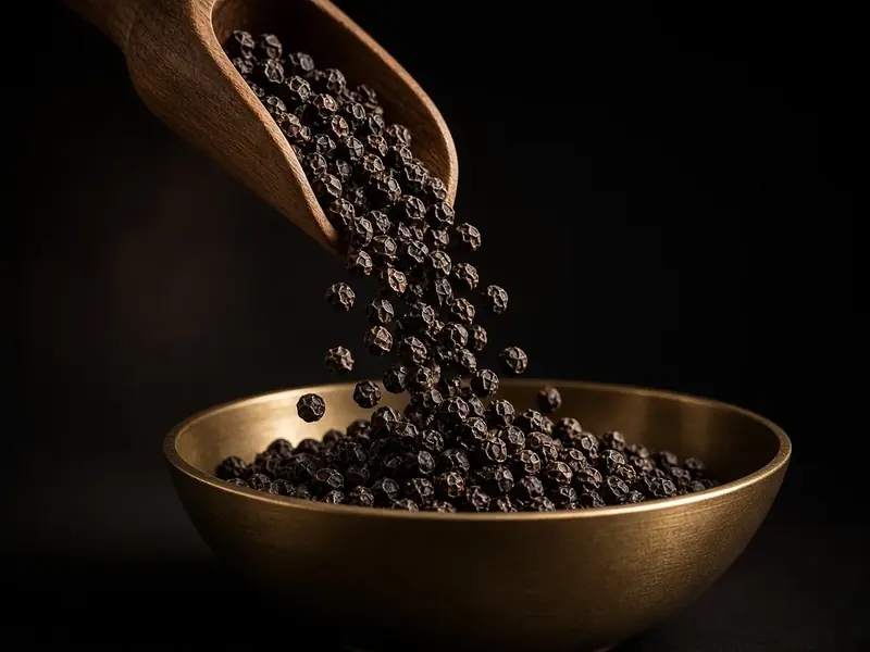 Whole black peppercorns